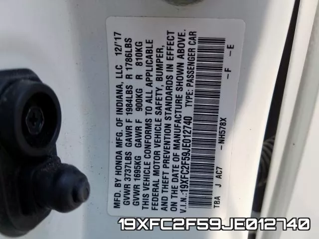 19XFC2F59JE012740 фото 2