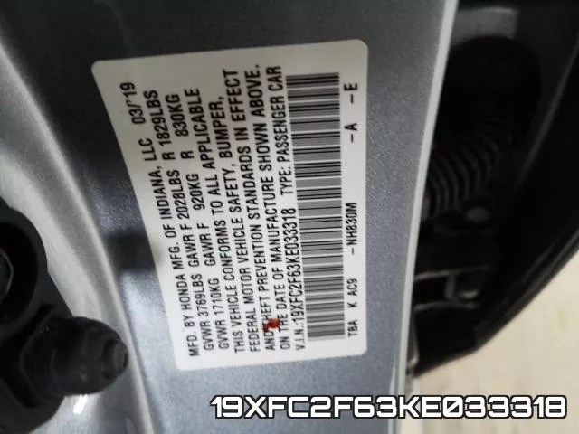 19XFC2F63KE033318 фото 2