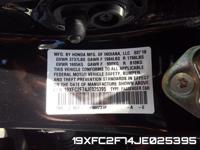 19XFC2F74JE025395 фото 2