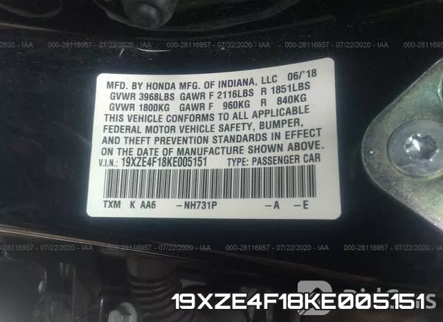 19XZE4F18KE005151 фото 10