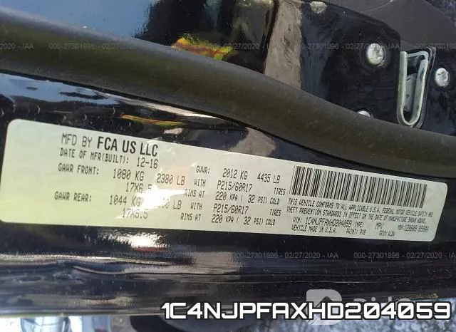 1C4NJPFAXHD204059 фото 10
