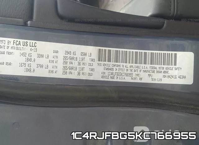 1C4RJFBG5KC766955 фото 10
