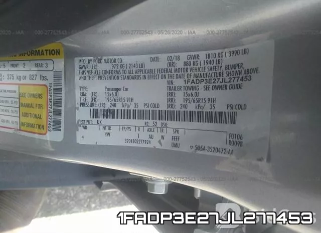1FADP3E27JL277453 фото 10