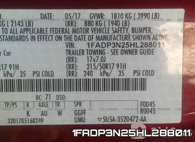 1FADP3N25HL288011 фото 10