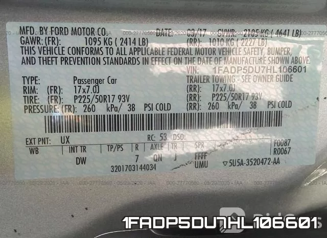 1FADP5DU7HL106601 фото 10