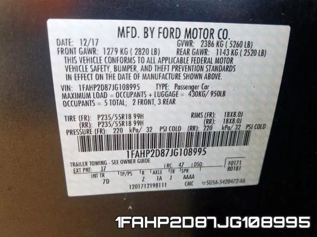 1FAHP2D87JG108995 фото 2