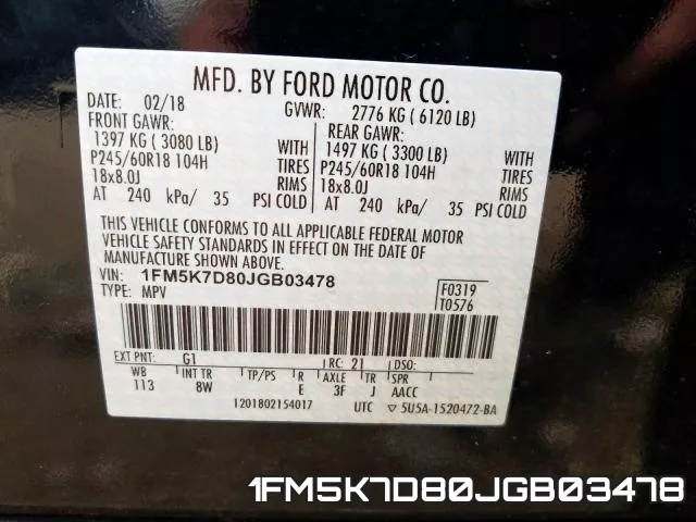 1FM5K7D80JGB03478 фото 2