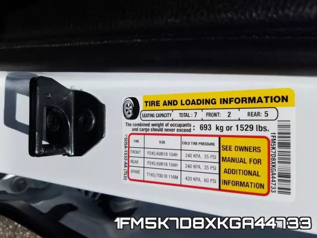 1FM5K7D8XKGA44733 фото 2