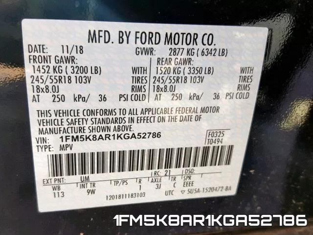 1FM5K8AR1KGA52786 фото 2