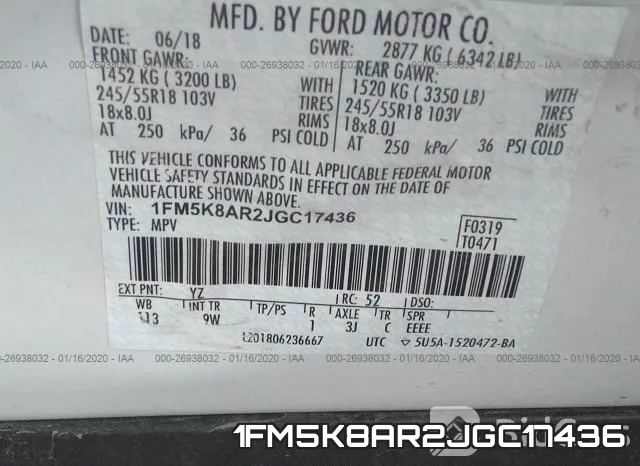 1FM5K8AR2JGC17436 фото 10