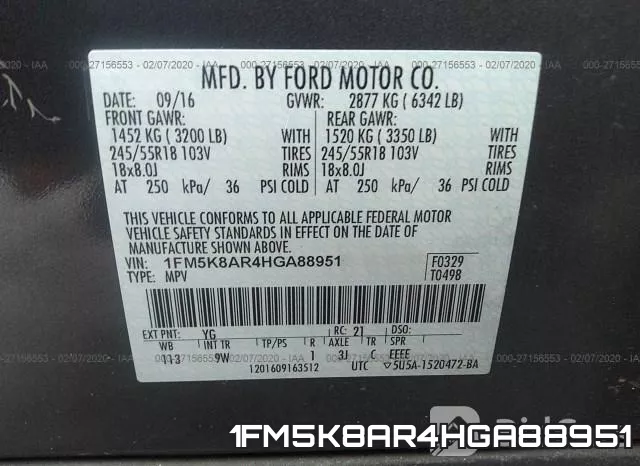 1FM5K8AR4HGA88951 фото 10