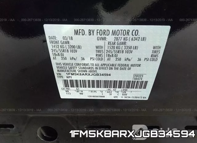 1FM5K8ARXJGB34594 фото 10