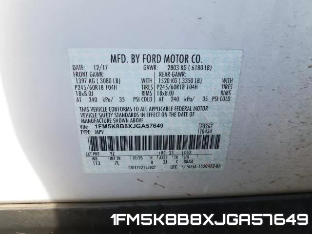 1FM5K8B8XJGA57649 фото 2