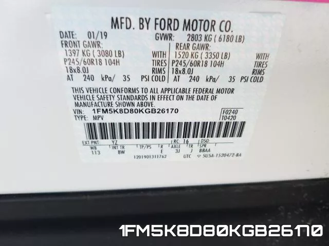 1FM5K8D80KGB26170 фото 2