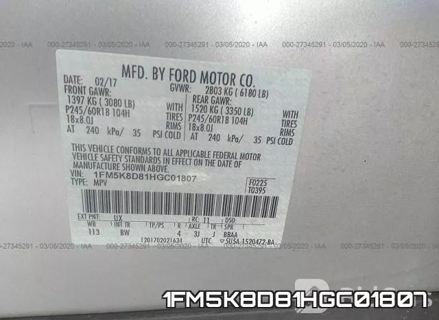 1FM5K8D81HGC01807 фото 10