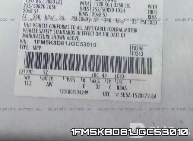 1FM5K8D81JGC53010 фото 10