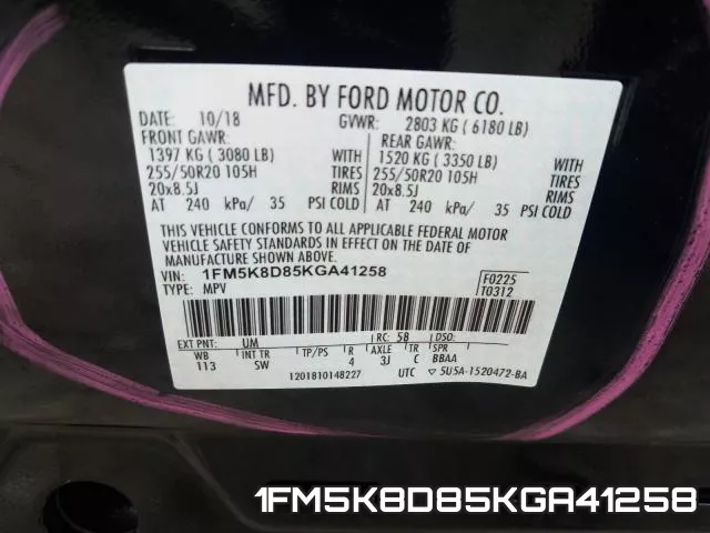 1FM5K8D85KGA41258 фото 2