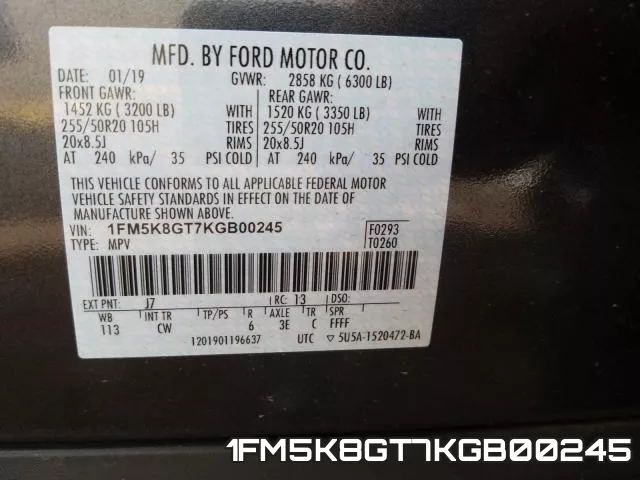 1FM5K8GT7KGB00245 фото 2