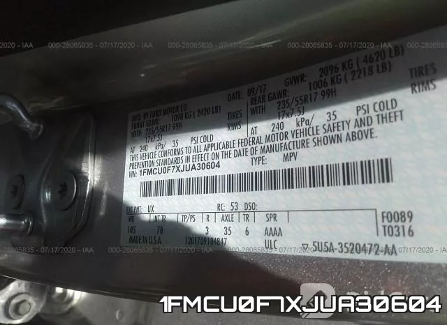 1FMCU0F7XJUA30604 фото 10