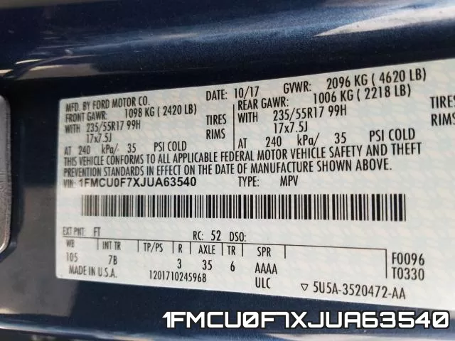 1FMCU0F7XJUA63540 фото 2
