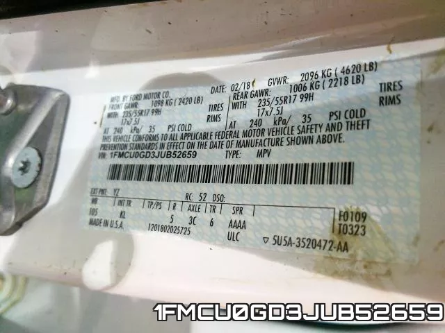 1FMCU0GD3JUB52659 фото 2