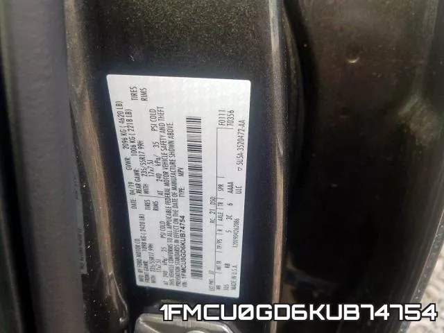 1FMCU0GD6KUB74754 фото 2