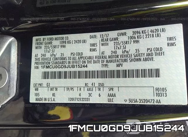1FMCU0GD9JUB15244 фото 10