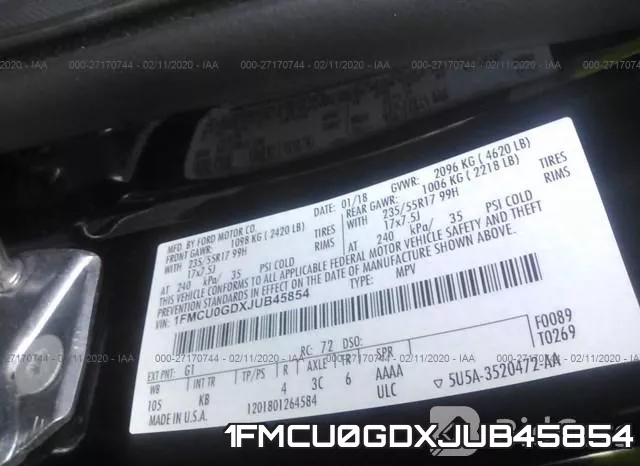 1FMCU0GDXJUB45854 фото 10