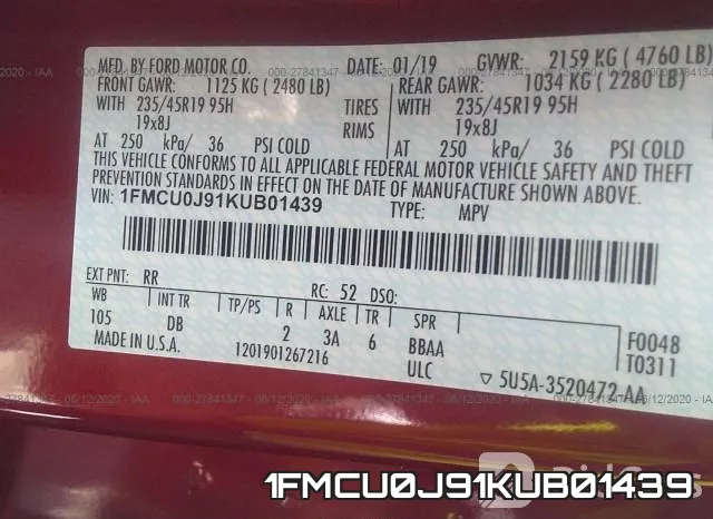 1FMCU0J91KUB01439 фото 10