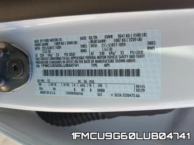 1FMCU9G60LUB04741 фото 2