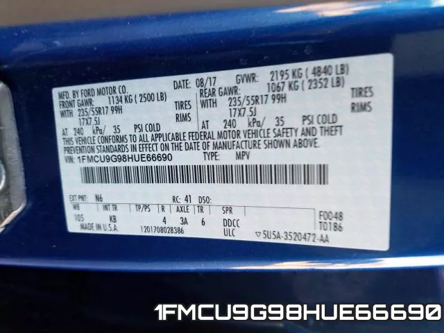 1FMCU9G98HUE66690 фото 2