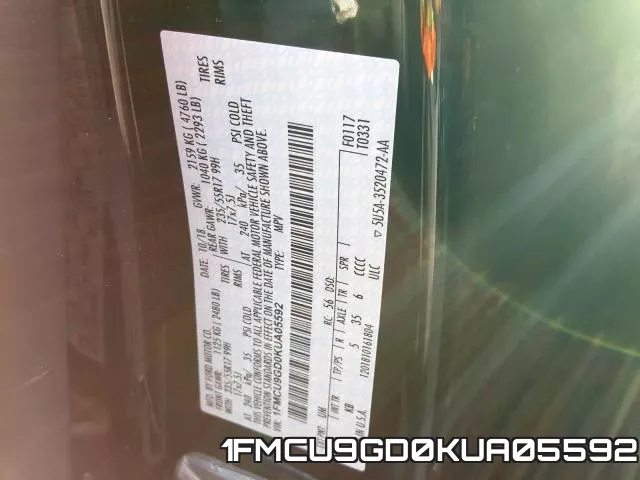 1FMCU9GD0KUA05592 фото 2