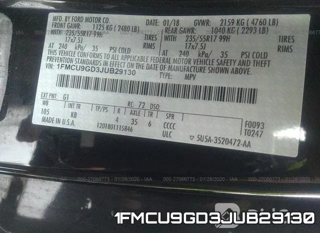 1FMCU9GD3JUB29130 фото 10