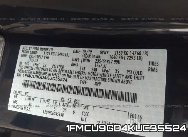 1FMCU9GD4KUC35524 фото 10