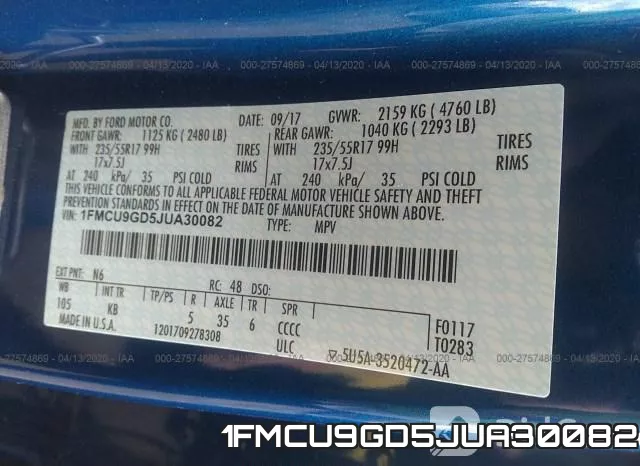 1FMCU9GD5JUA30082 фото 10