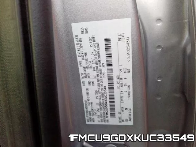 1FMCU9GDXKUC33549 фото 2