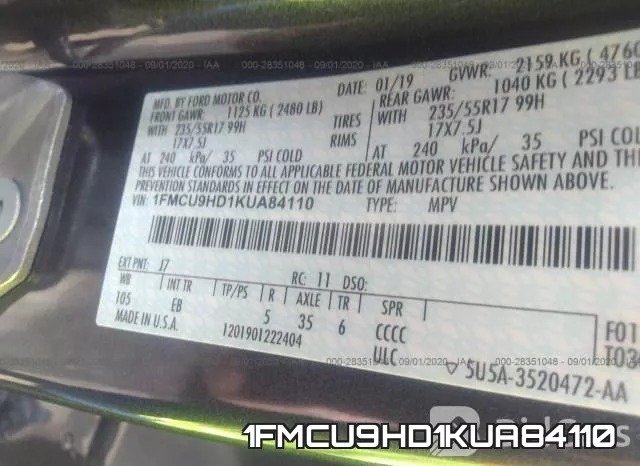 1FMCU9HD1KUA84110 фото 10