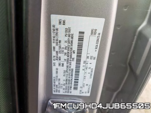 1FMCU9HD4JUB65505 фото 2