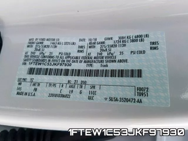 1FTEW1C53JKF97930 фото 2