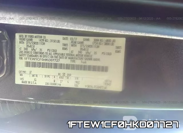 1FTEW1CF0HKD07727 фото 10