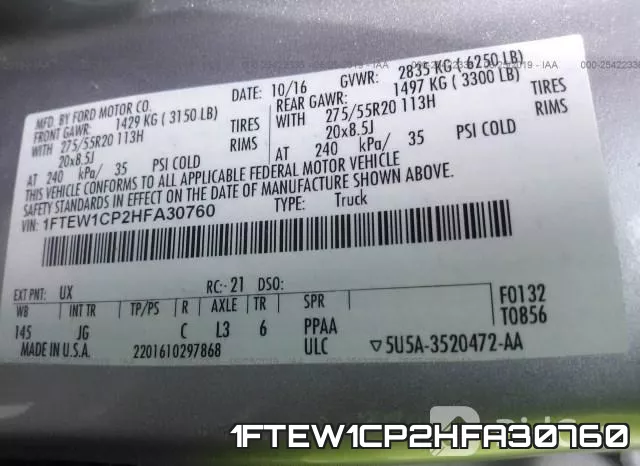 1FTEW1CP2HFA30760 фото 10