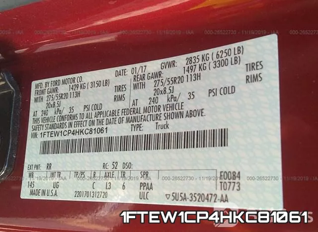 1FTEW1CP4HKC81061 фото 10