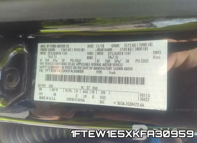 1FTEW1E5XKFA30959 фото 10