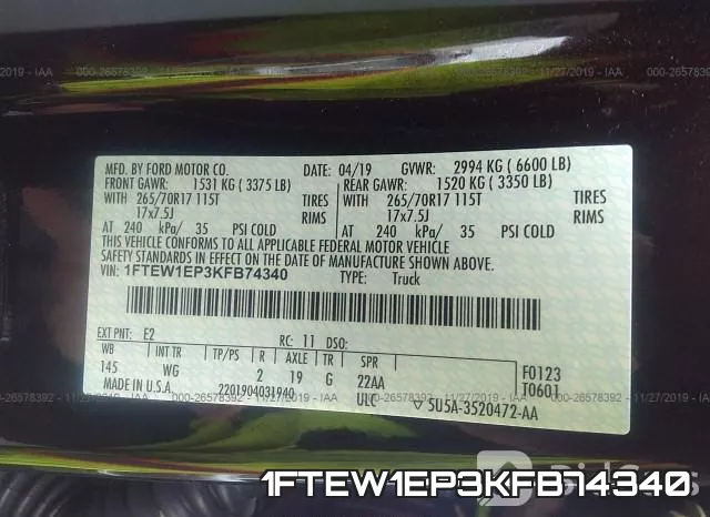1FTEW1EP3KFB74340 фото 10