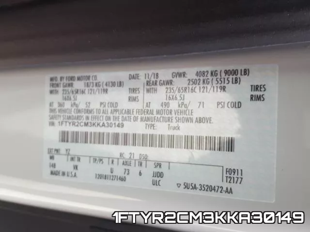 1FTYR2CM3KKA30149 фото 2