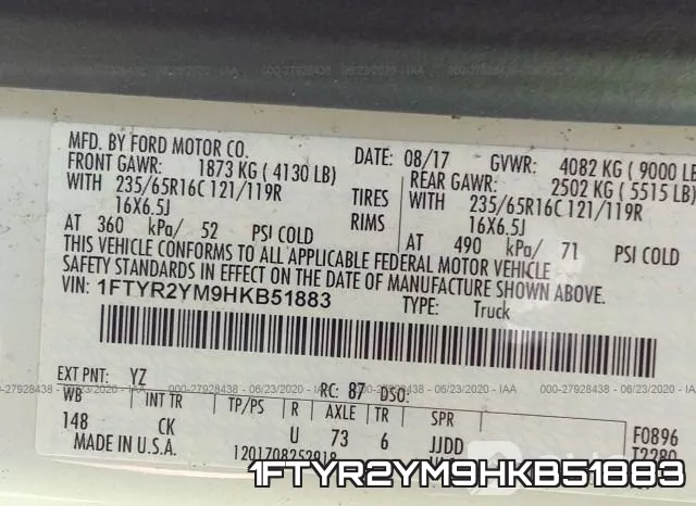1FTYR2YM9HKB51883 фото 10