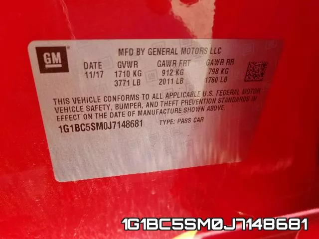 1G1BC5SM0J7148681 фото 2