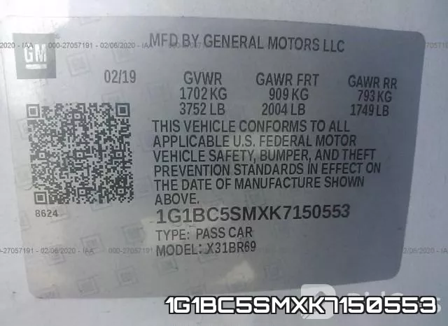 1G1BC5SMXK7150553 фото 10