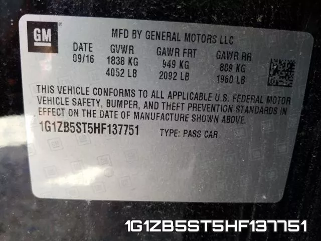 1G1ZB5ST5HF137751 фото 2