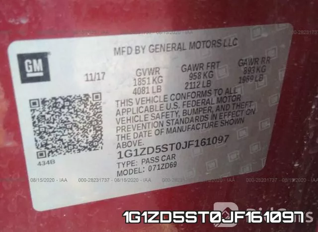 1G1ZD5ST0JF161097 фото 9